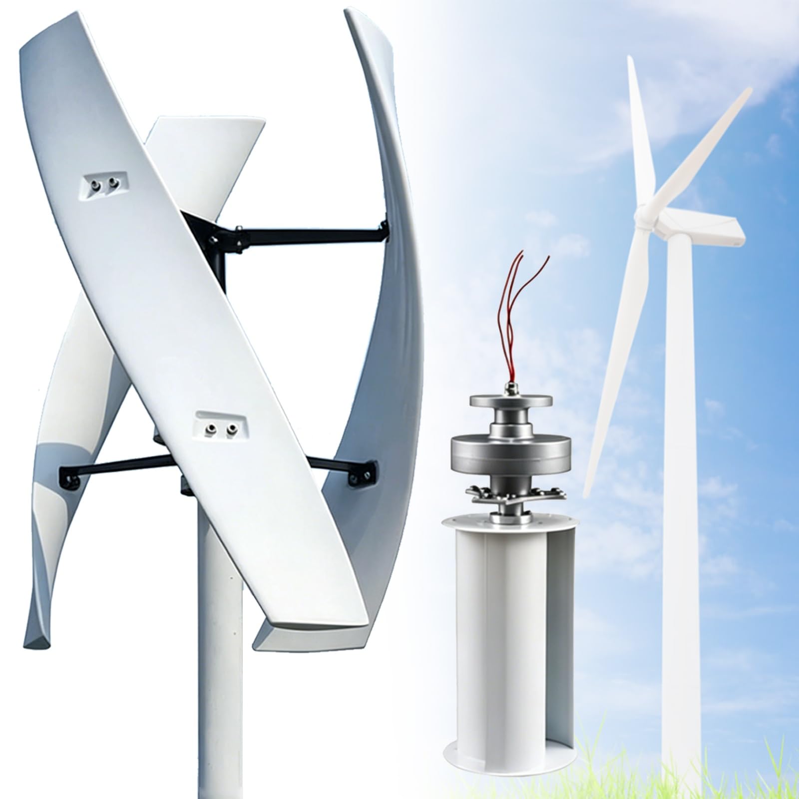 Generatore Eolico 16000W 20000W Kit Turbina Eolica 12V 24V 48V 220V 3 Pale con Anemometro, Controllo MPPT e Direzione Sopravvento Regolabile, Adatto per Casa, Fattoria, Camper, Barche(16000W,24V)