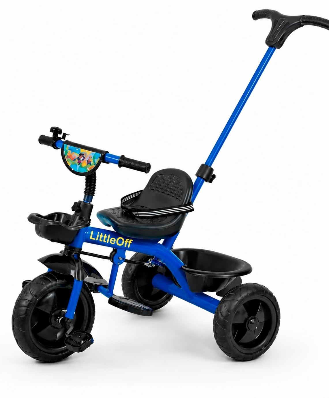Tricycle for Kids with Parental Control Handle, Blue | Ages 1-5 Years, Safety Seat & Harness, Rear Storage Bucket, Steel Frame, 10 Min Assembly-image-39