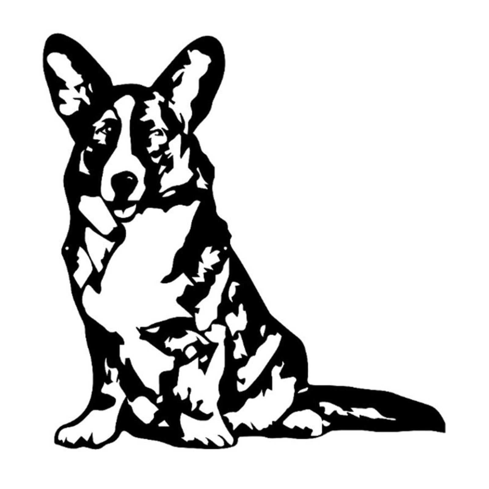 Décoration noire intérieure et extérieure en métal style silhouette Corgi