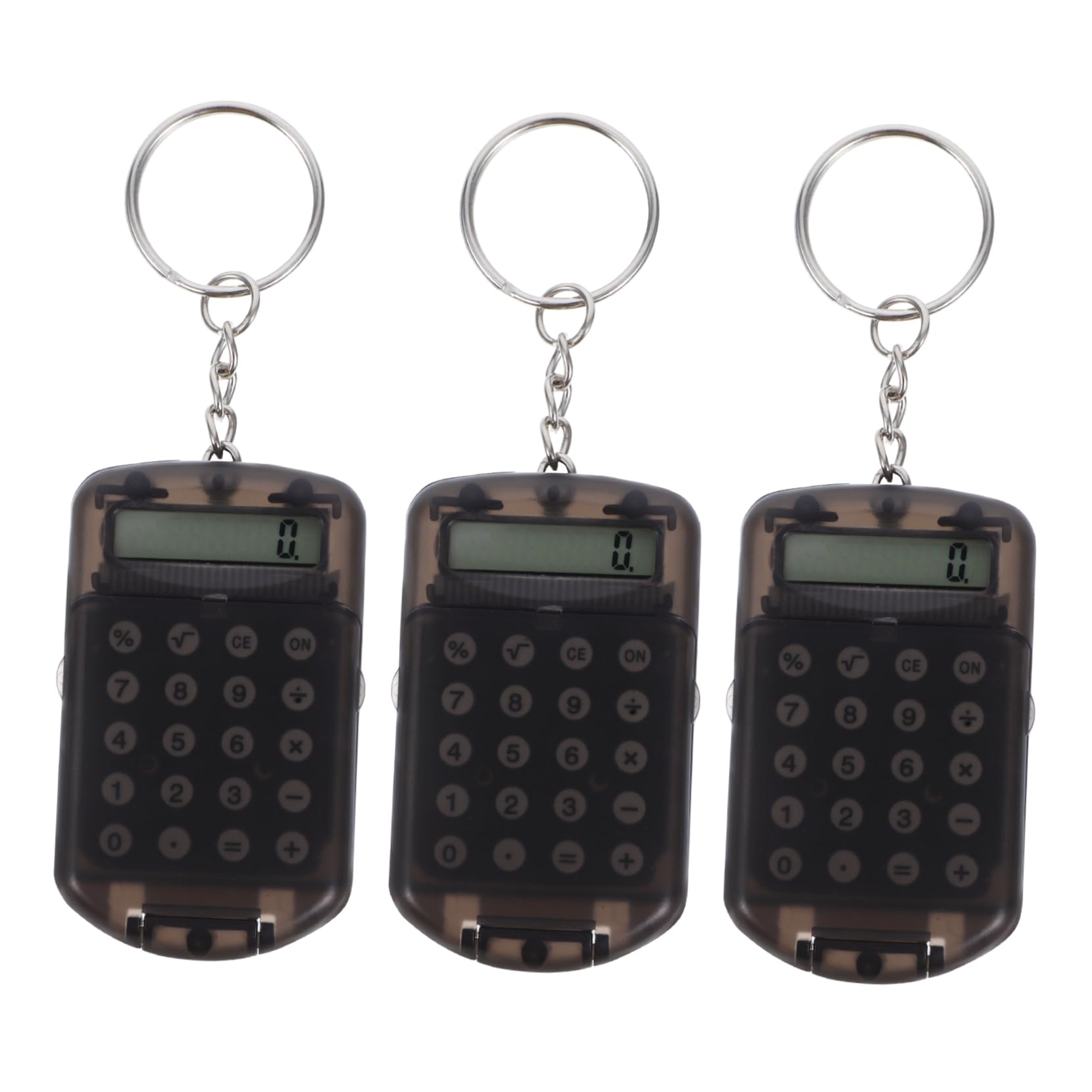 Cabilock 3Pcs Portable Mini Calculator with Keychain Attachment Transparent Design for Students and Office Use Stylish and Keyring Accessory for Quick Calculations