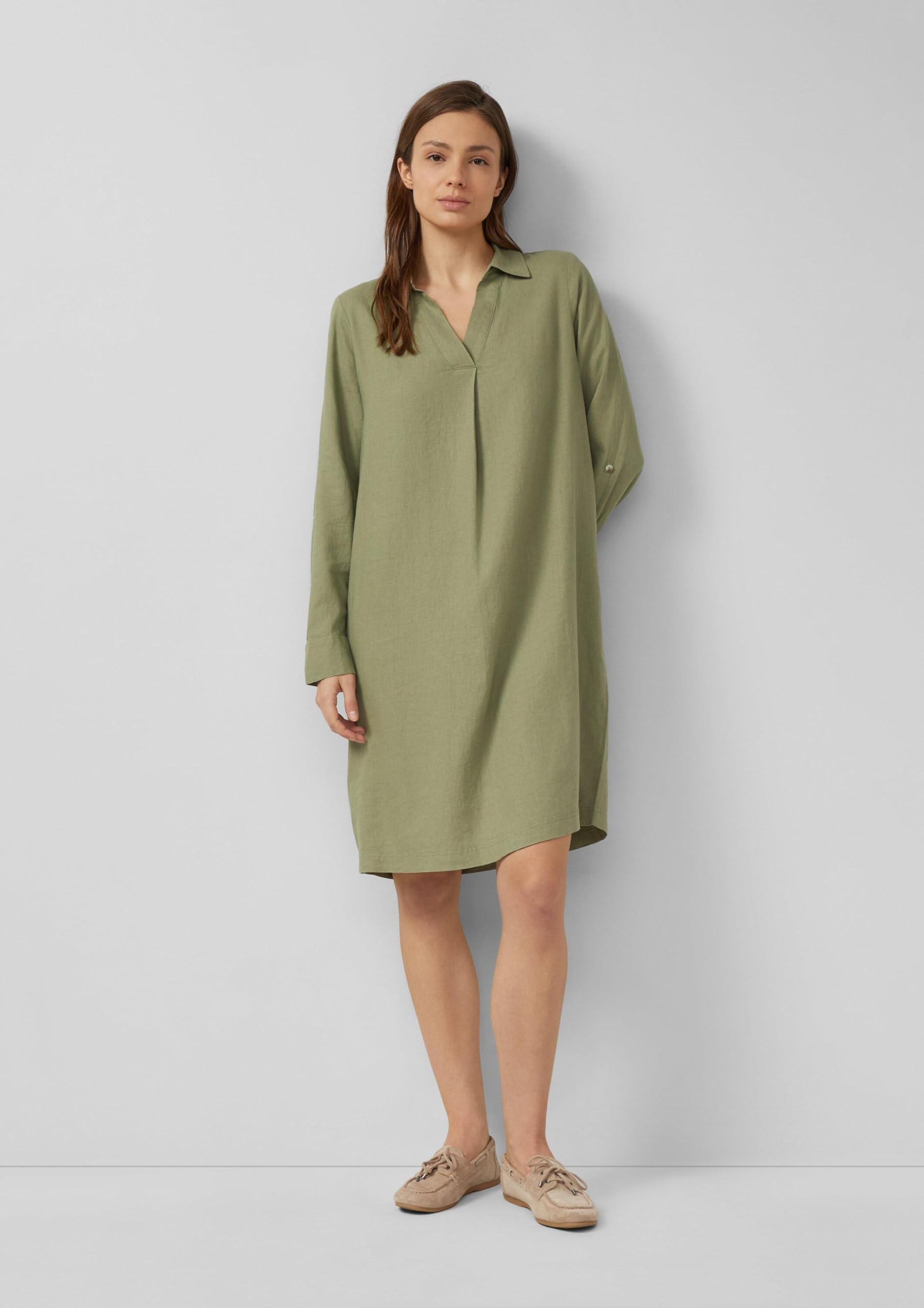 s.Oliver Leinenmix-Kleid mit Turn-up