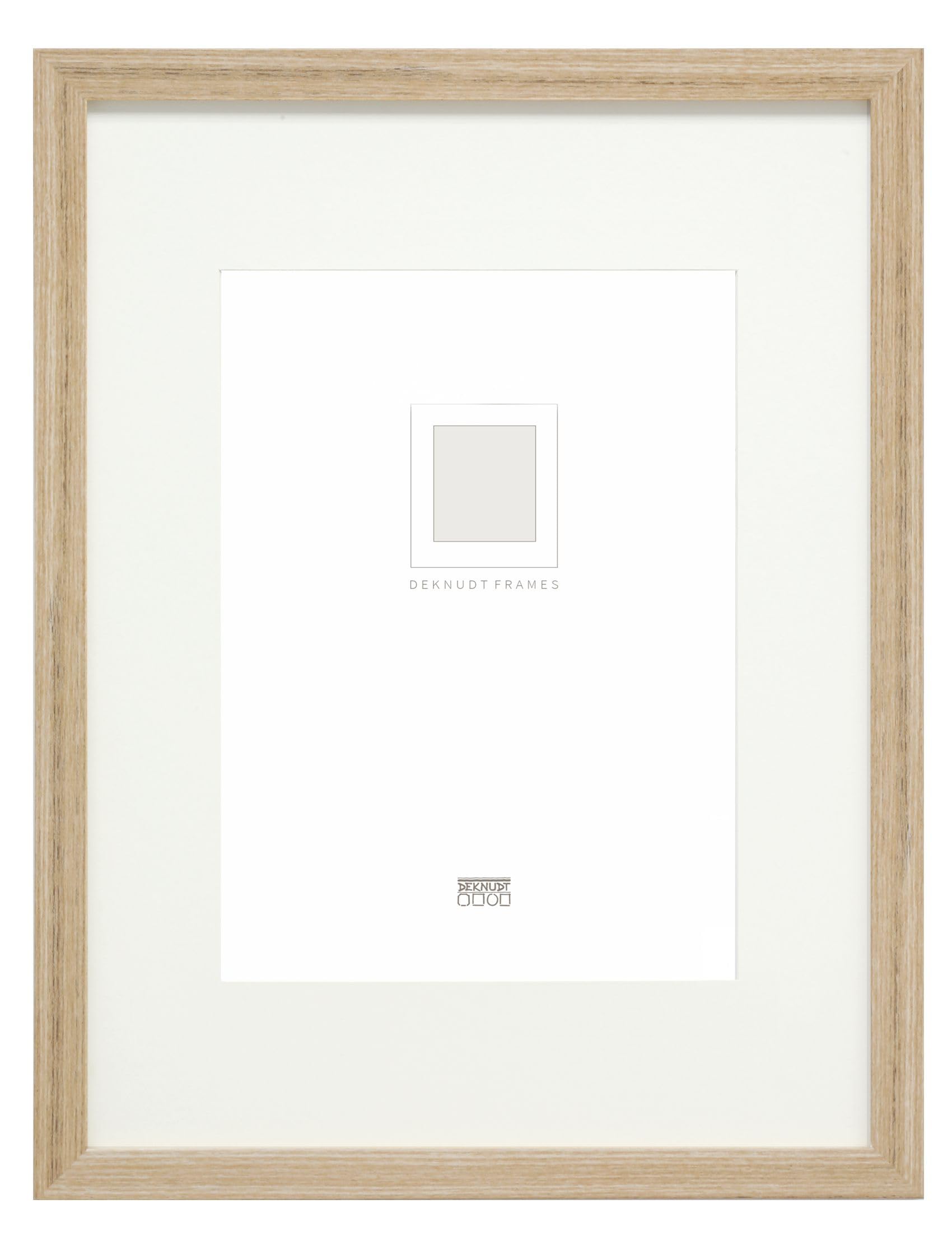 Deknudt Frames S66KH1 P1 - Cornice portafoto con passepartout in Legno Chiaro, 40 x 60 cm, per Foto 30 x 45 cm, Quadrata, in Legno MDF, da Appendere