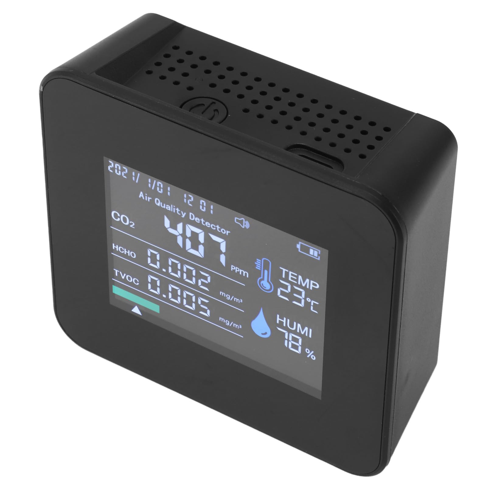 9 in 1 Indoor Air Quality Monitor, Accurate CO2 PM2.5 HCHO TVOC Temperature Humidity Real Time Data Display, with Mobile APP Monitoring, for Home Office