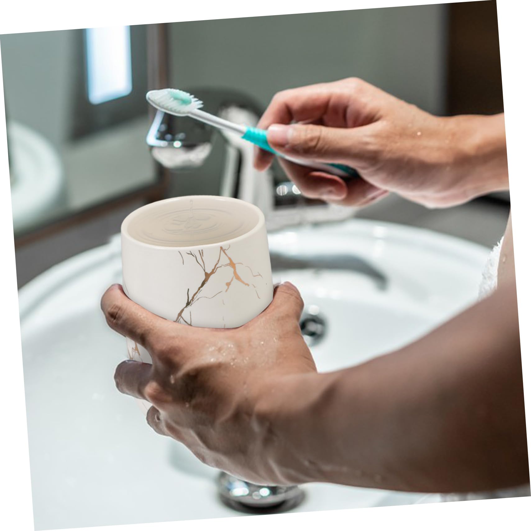 Cabilock Vaso Resistente Diseño para Cepillos de Blanco Dientes de Cerámica Moderno para Baño Accesorios de Baño Decorativos y Adecuado Doméstico