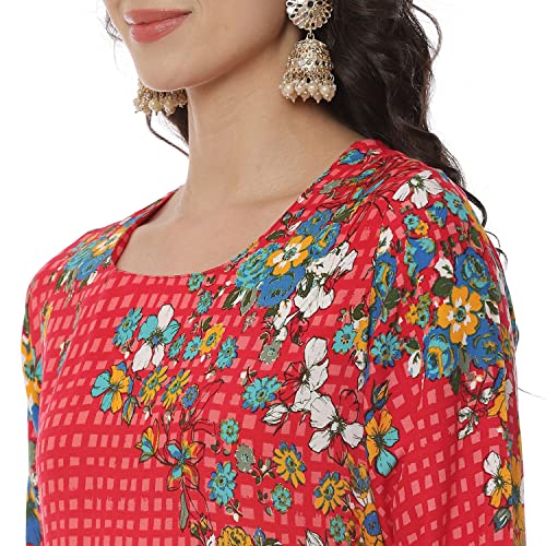 Image of Rangriti Red Liva Straight Kurta for Women