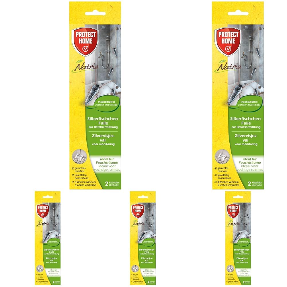 PROTECT HOME Natria Silberfischchen-Falle, insektizidfreie Klebefalle zur Ungezieferabwehr, 2 Stück, Gelb (Packung mit 5)