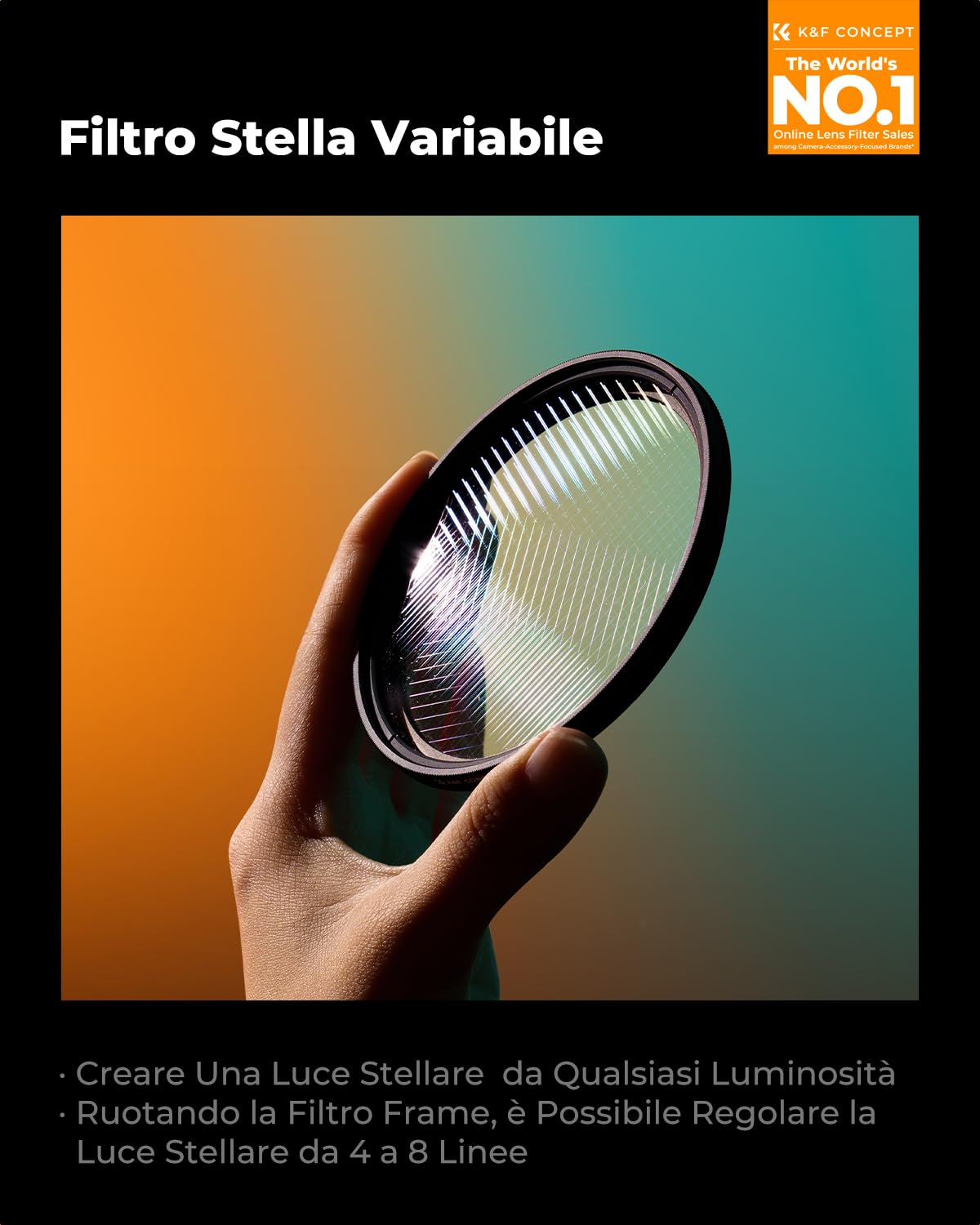 K&F CONCEPT Nano-Klear Filtro a Stella Variabili 82mm, Filtro a Stella 4/8 Punti Filtro a Effetto Scintillante in Vetro Ottico con 3pcs Panno di Pulizia per Obiettivi da 82mm