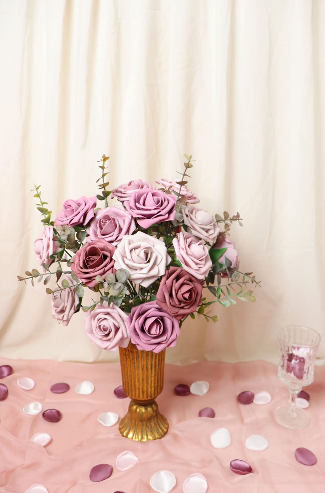 Rosa malva di alta qualità con steli lunghi, fiori di seta artificiale fiori malva per bouquet da sposa Centrotavola Decor 10pcs - Italia