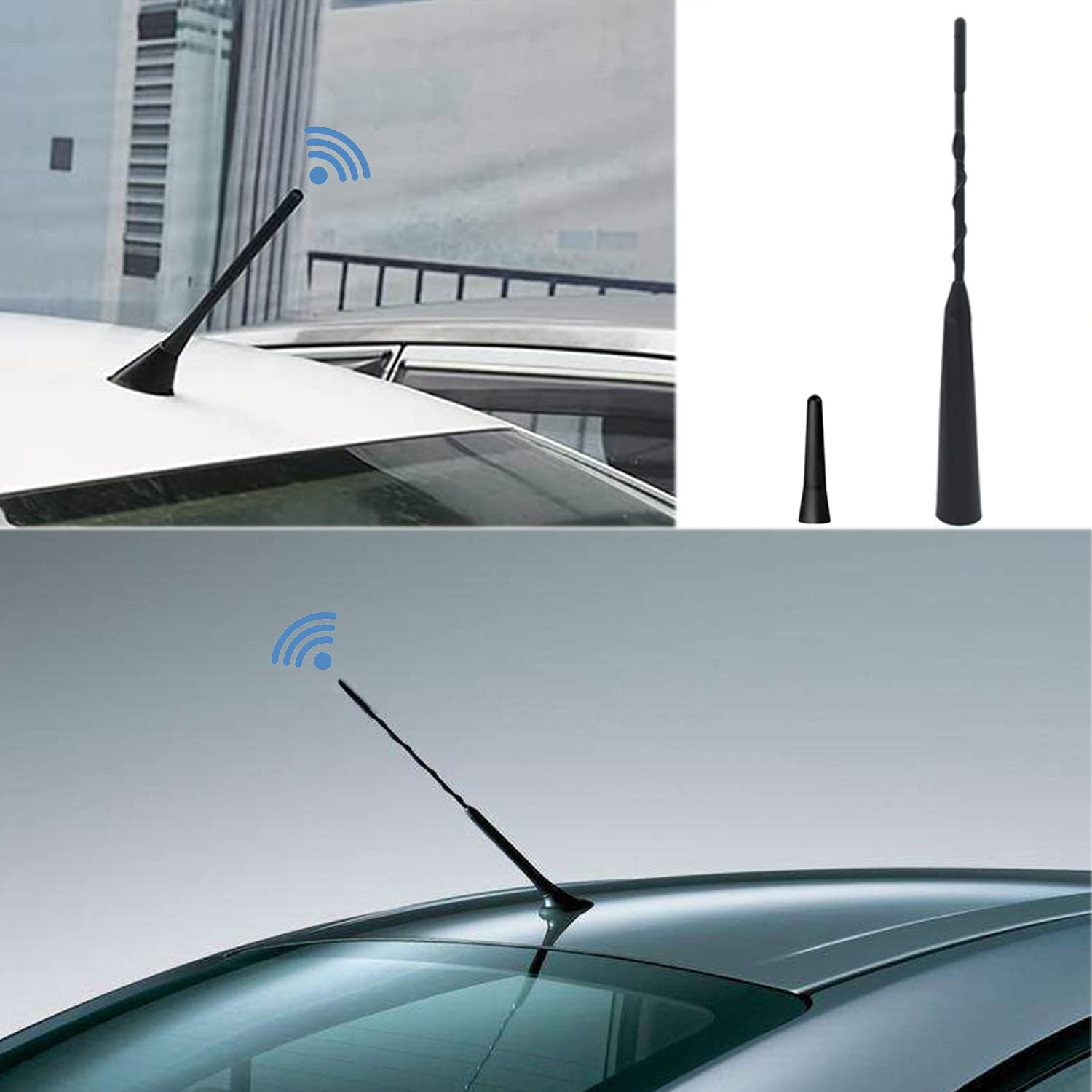 Antenna Da Tetto Auto COMPLETA | Basetta Stelo 12Cm In VERO Carbonio Cavo | VERA RICEZIONE Segna I74166