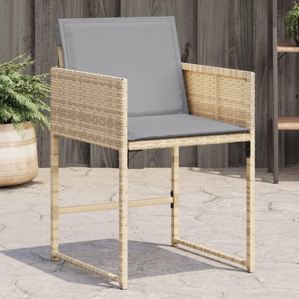 Krzesła ogrodowe z poduszkami, 4 szt., mieszanka polirattanu, stal malowana proszkowo, składane, odporne na warunki atmosferyczne, z tapicerką, na balkon, taras, do wypoczynku na świeżym