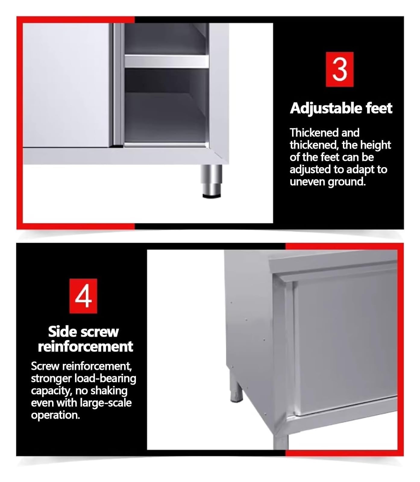 Tavolo in acciaio con armadio, tavolo da lavoro da cucina, con ante scorrevoli in acciaio inox, tavolo di preparazione per cucine commerciali e ristoranti, robusto banco da lavoro (150 x 50 x