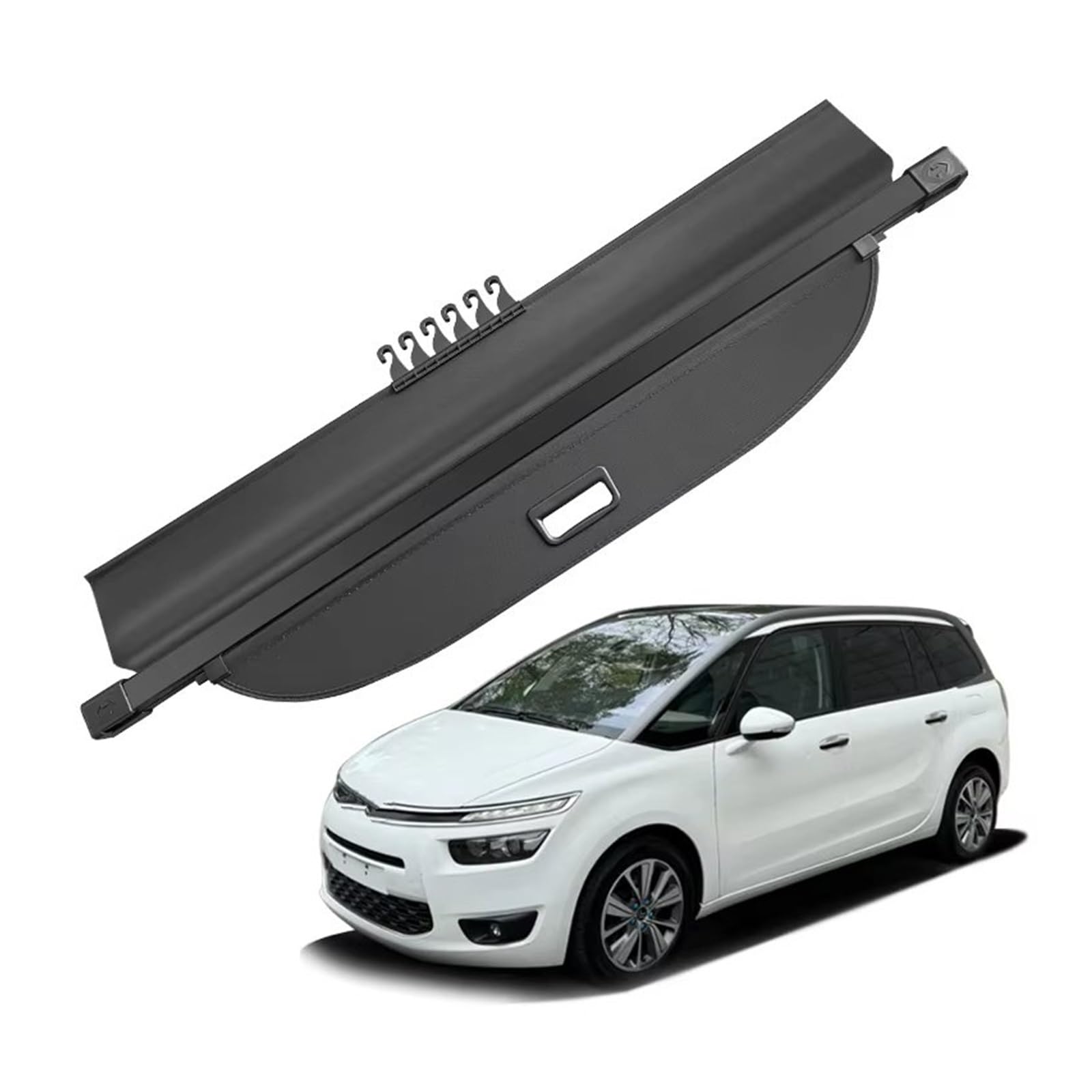 Cubiertas Carga Automóviles para Citroen para Grand para C4 para Picasso 7 Plazas 2014-2018 Cubierta Carga Maletero Retráctil Escudo Anti-Peeping Privacidad Pantalla Retráctil(Fibra de Carbon)