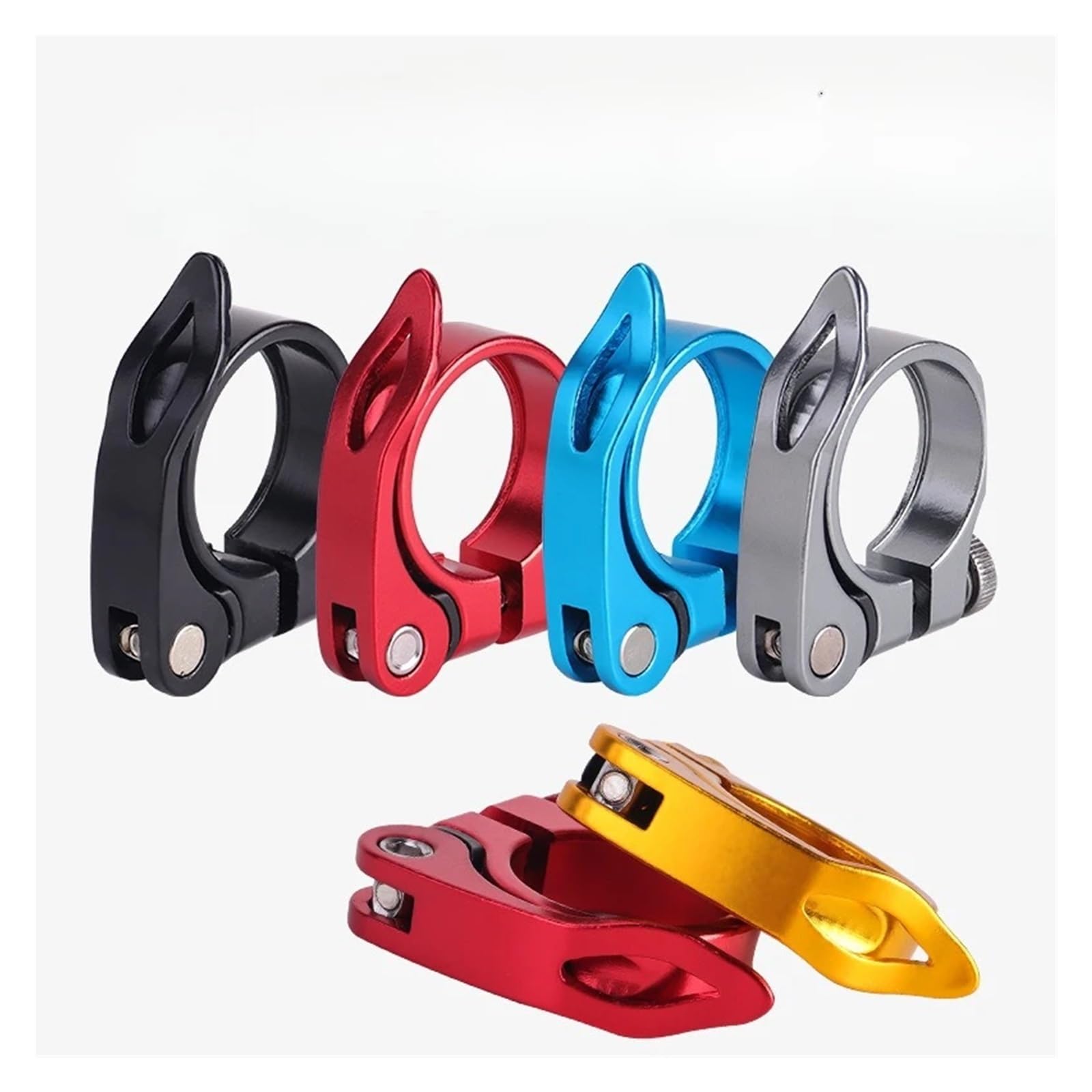 Anillo de abrazadera de tubo de asiento de liberación rápida de 8 piezas para bicicletas de fijación de piezas y accesorios de bicicleta (34,9 mm/31,8 mm) para la mayoría de bicicletas (34 mm, azul)