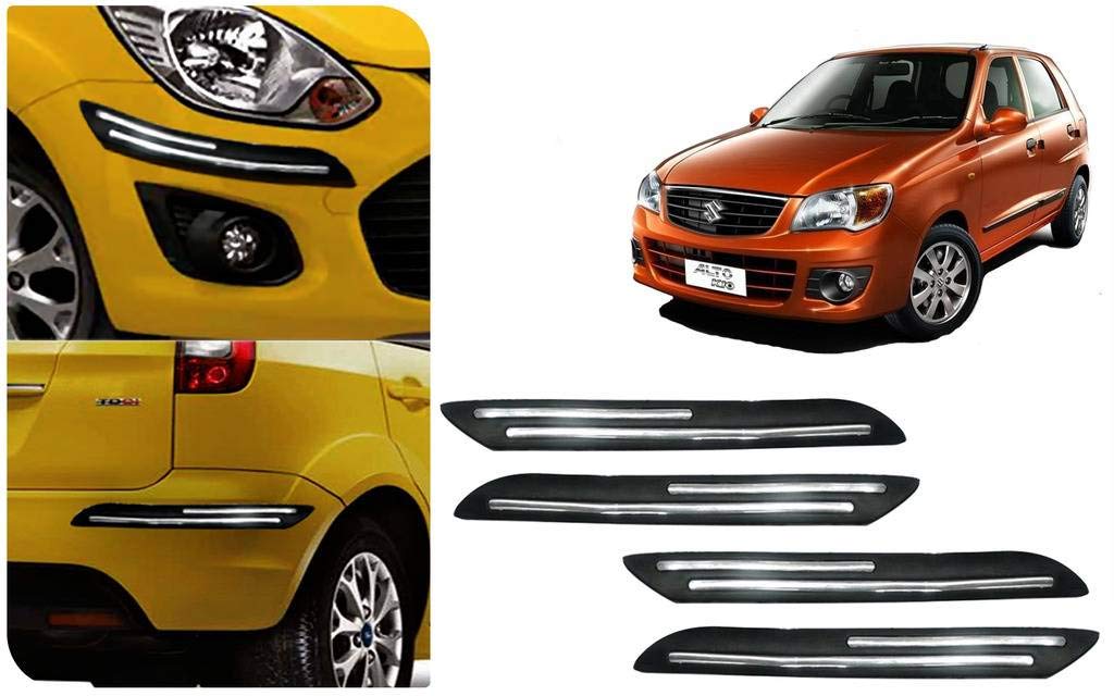 Auto Pearl Doublechrome_Bp_Altok10 Black Car Double Chrome Linning Bumper Corner Moulding for Alto K10, Set of 4