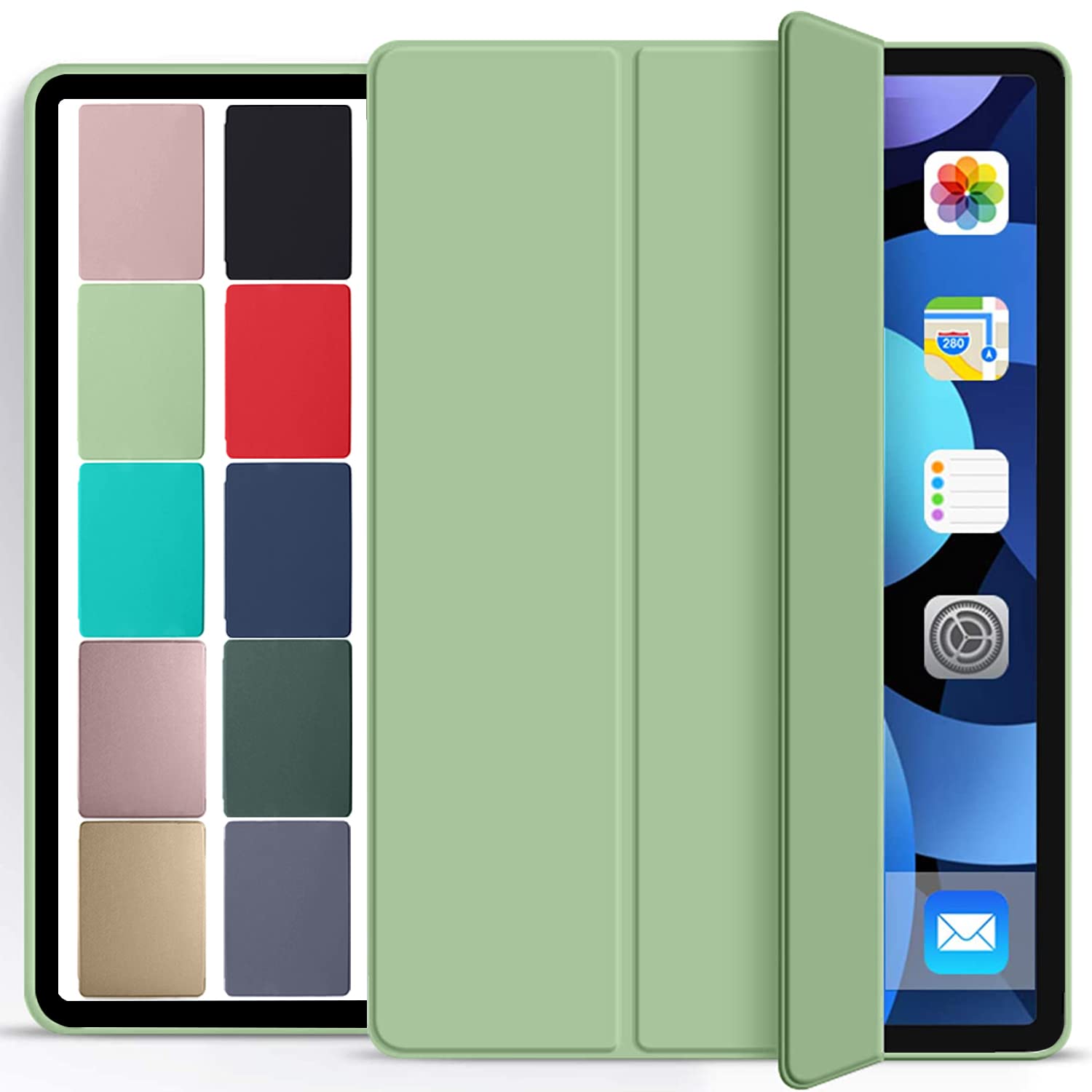 DuraSafe Cases iPad 9th 2021 8th 2020 7th 2019 Gen [ iPad 9 iPad 8 iPad 7 ] 10.2 Inch MK663HN/A MK673HN/A MYN62HN/A MW6Y2HN/A Protective Durable Supportive Dual Angle Stand Cover - Tea Green