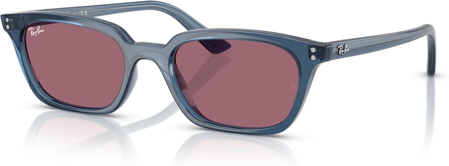 Ray-Ban Unisex Sunglasses Light Blue Frame, Violet Lenses, 53MM