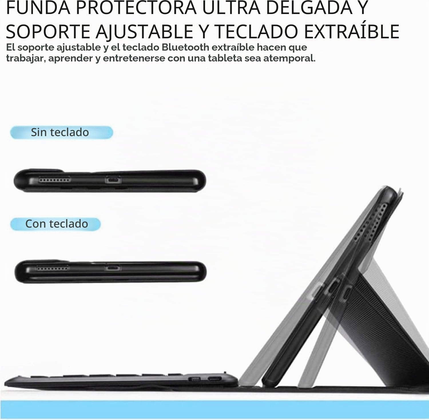Funda con Teclado para Microsoft Surface Go 4 / Go 3 / Go 2 / Go, 7 Colores Retroiluminación Desmontable Panel Táctil Bluetooth Teclado Español Ñ con Mouse