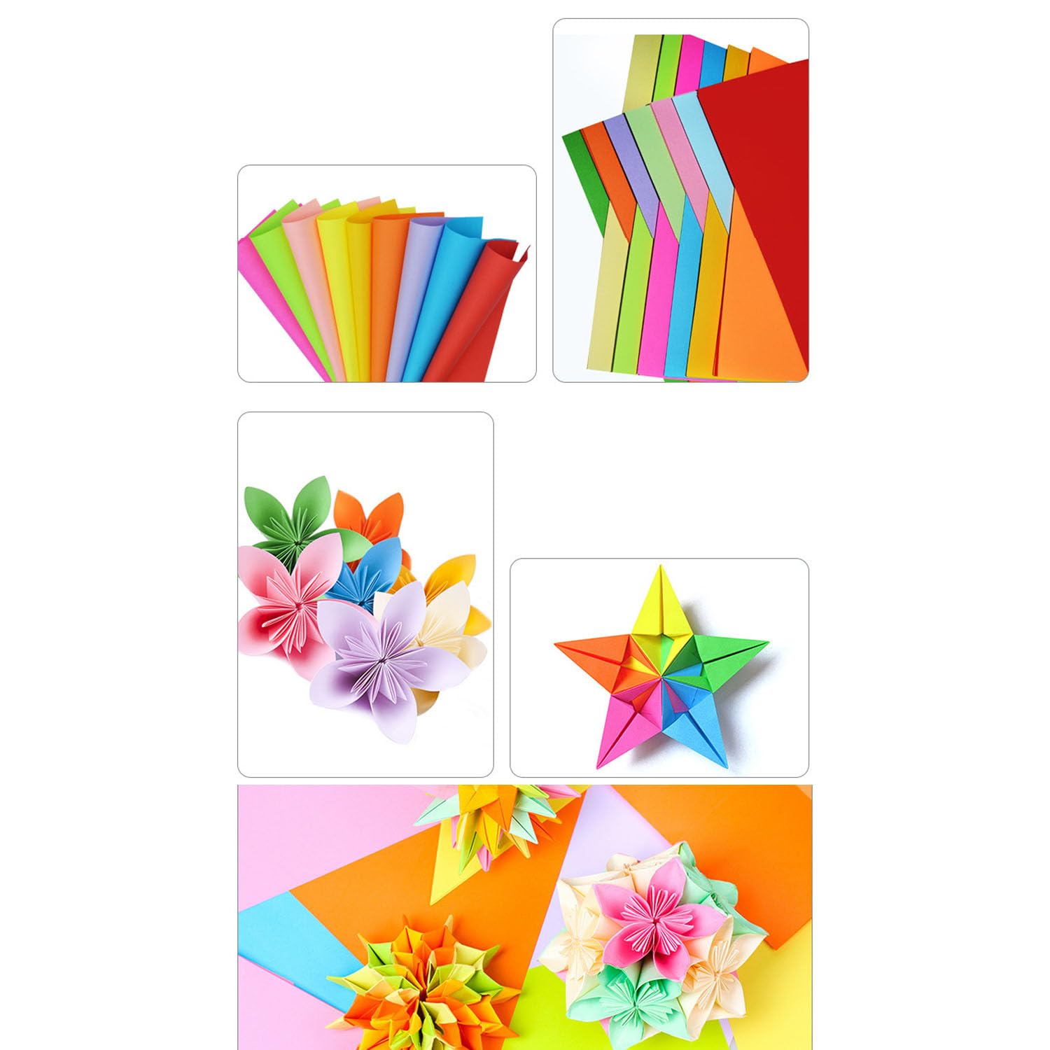 Papier Origami 100 Feuilles 20x20cm - 10 Couleurs Vives | Pour Pliage Créatif, Artisanat & DIY | Résistant Et Durable