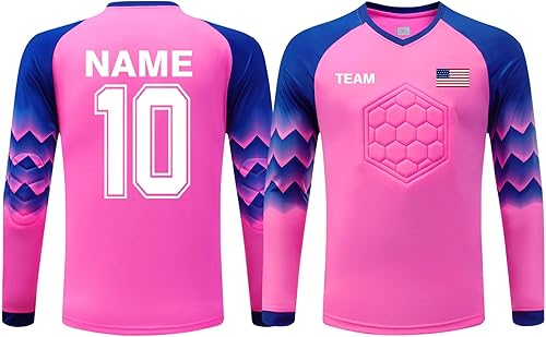 ORYG Camiseta de portero de fútbol acolchada personalizada para niños, jóvenes y adultos con número de nombre