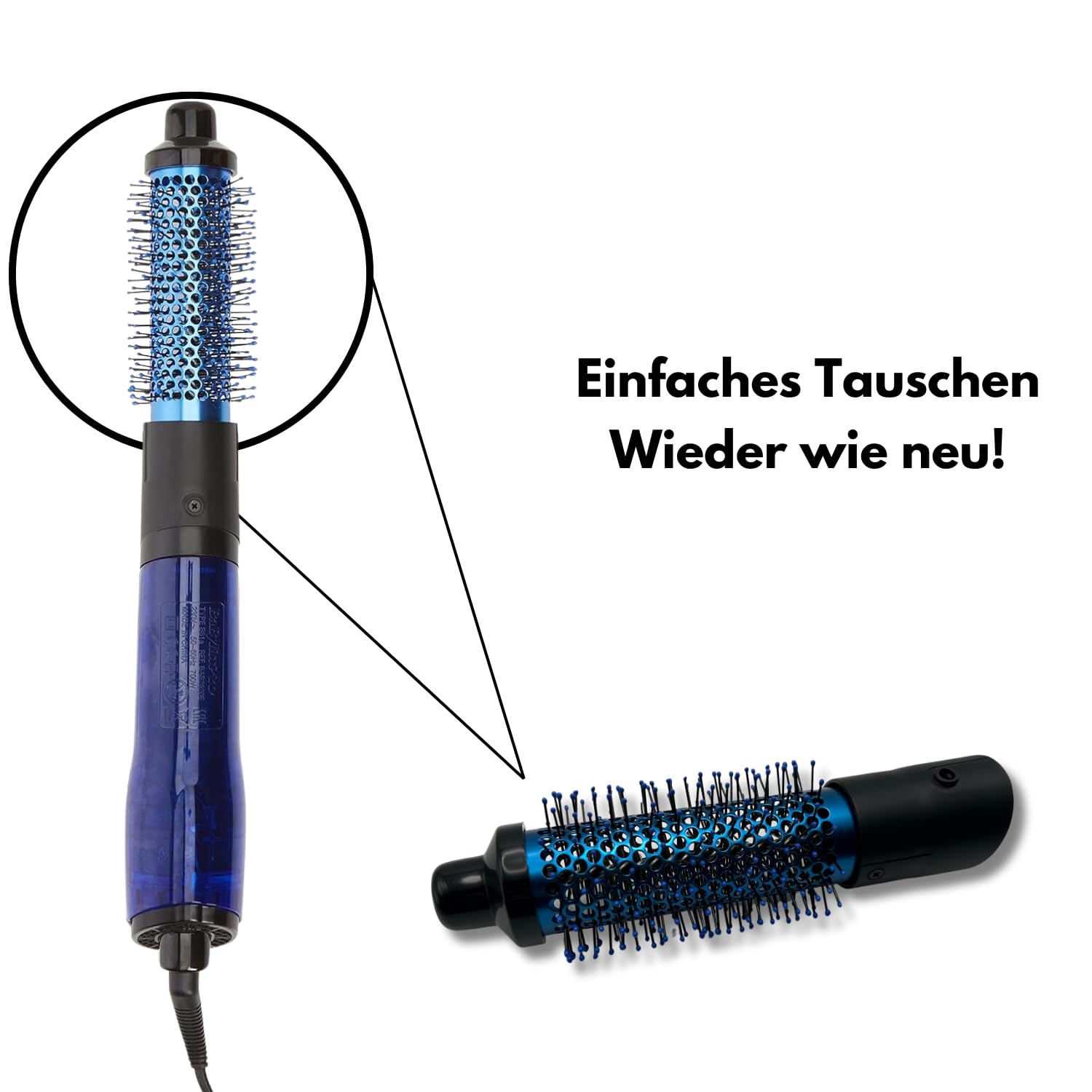 BaByliss Blue Lightning Warmluftbürste Aufsatz Ersatzteil für BAB2620E, kompatibel mit BaByliss 21826200, für Damen, weiblich, 1 Stück, Kunststoff, Haarbrush, Lockenverbesserung, Frauen, blau