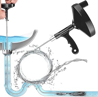 Plumbing Snake Drain Auger Manual Snake Drain Clog Remover with 23Ft/9.8Ft Flexible Wire Rope Reusable Drain Cleaner with Non-slip Handle for Bathroom Kitchen Bathtub Shower Sink(7m,black)