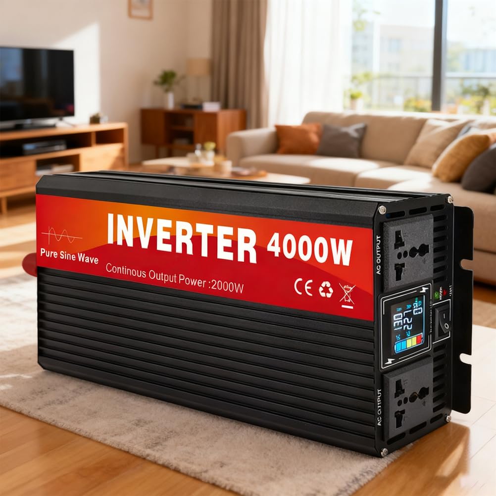 Falownik sinusoidalny o mocy 4000 W, 12 V, 24 V, 48 V, 60 V, 72 V DC do 110 V, 120 V AC do pojazdów kempingowych, ciężarówek, systemów solarnych i domów