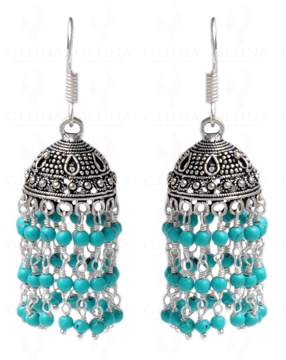 Turquoise Gemstone Bead Jhumki Ge061045