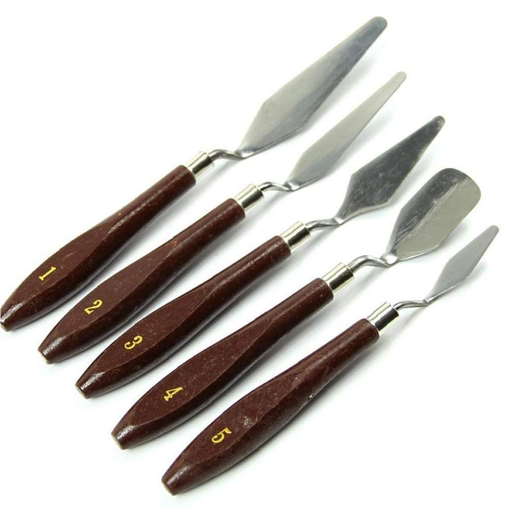 Hotaden 5Pcs Set Professional Steel Artist Oil Painting Palette Spatula Paint Art