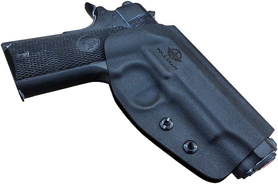 1911 Holster OWB Kydex Holster Fits: Colt Commander 1911 .45 / 9mm / 4.25" / PT1911 Gun Holster Outside Waistband Carry Pistol Case 1.5-2 Inch Belt Clip With Lock - Adj. Width Height Cant - Entrance Widen