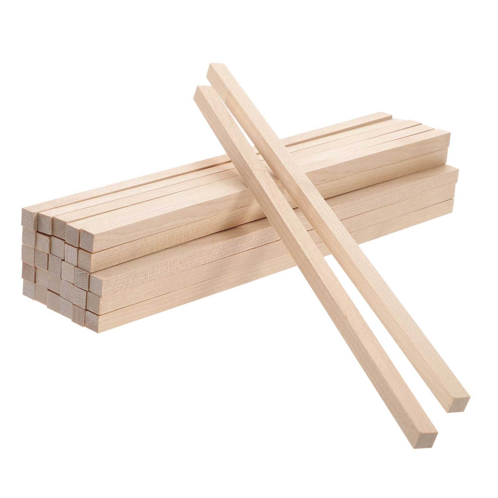30stücke Holzstäbchen Quadratisch Dübel aus Holz Dübelstangen für Bastelarbeiten Unbehandelt Naturholz zum Modellbau und Dekoration