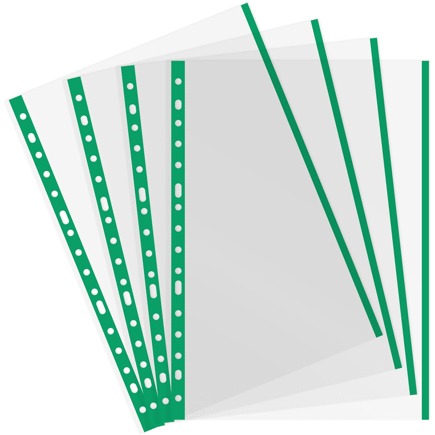 Grafoplás Pack of 10 Green Polypropylene Sleeves with 16 Holes