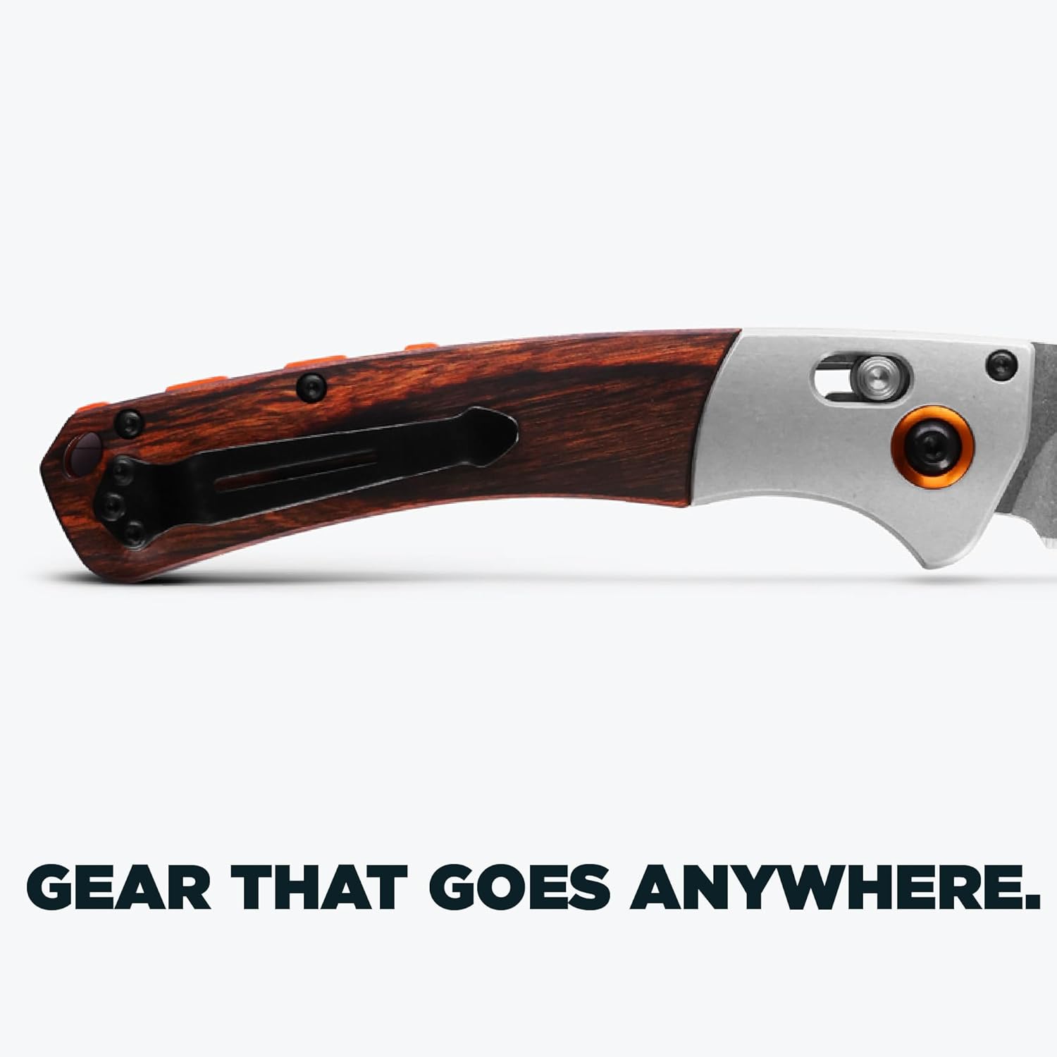 Benchmade - Mini Crooked River 15085 EDC Knife with Gray Aluminum & Wood Handle (15085-2)