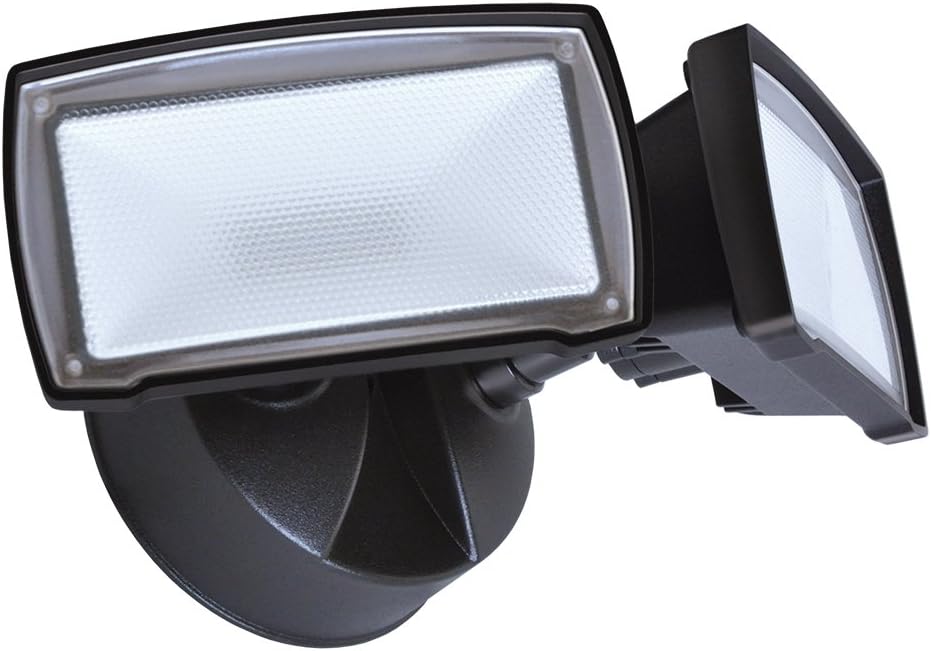 Good Earth Lighting Two Head LED Switch Controlled Security Flood Light - Bright White Light - 50,000 Hours Lamp Life - Direct Wire Installation - Energy Star - Bronze