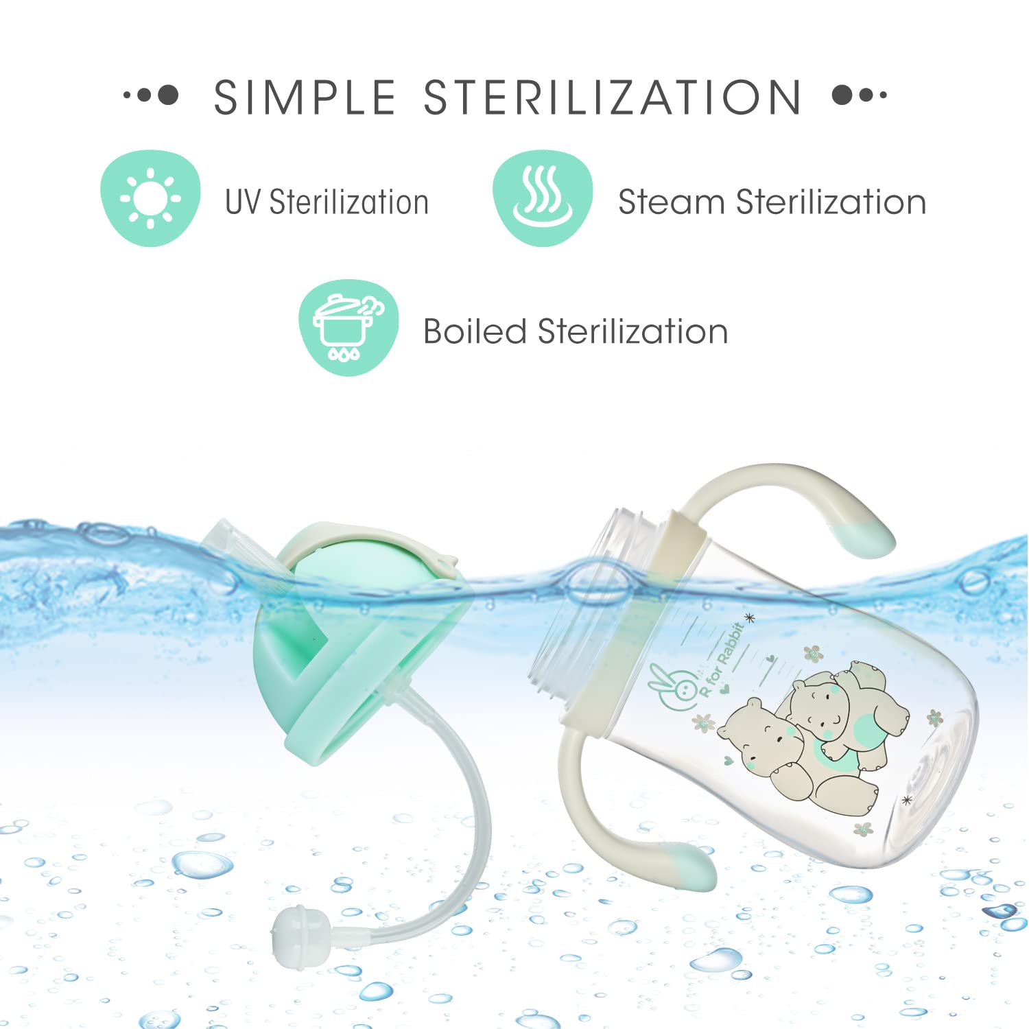 R for Rabbit Premium Hippo Baby Straw Sipper Bottle |10 fl oz | Anti Spill Sippy Cup with Soft Silicone Straw BPA Free & Non Toxic for Baby or Kids of 12 Months -(300 ml Green) - Image 4 thumbnail