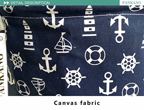 FANKANG Storage Basket, Nursery Hamper Canvas Laundry Basket Foldable with Waterproof PE Coating Large Storage Baskets for Kids Boys and Girls, Office, Bedroom, Clothes,Toys（navy anchor） - Image 7