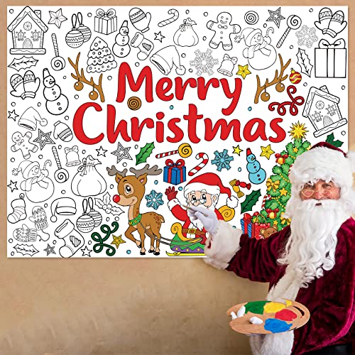 Image of Christmas Coloring Books for Kids Xmas Giant Coloring Poster Holiday Large Coloring Tablecloth Christmas Gift Huge Table Cover for Boys Girls Classroom Home Party Supplies Favor 31.4 x 43.3 Inch