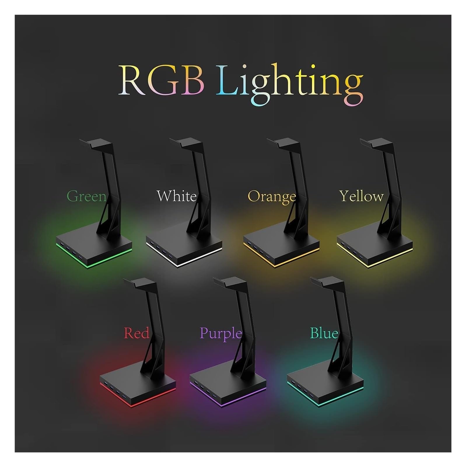 Supporto Cuffia RGB 4 Porte USB 2.0 per Gamer PC