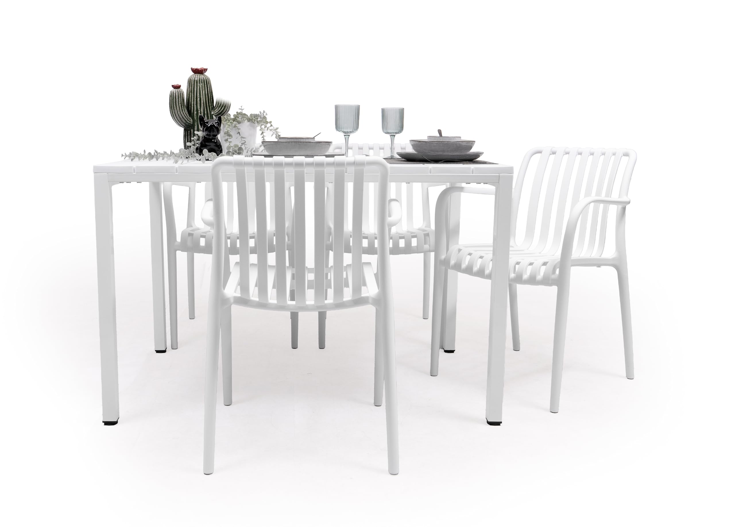 Homely – Mesa de Comedor Rectangular para jardín Ambar | 120x80 cm. 75 cm Alto | Polipropileno Material idoneo para Exterior | Color Blanco