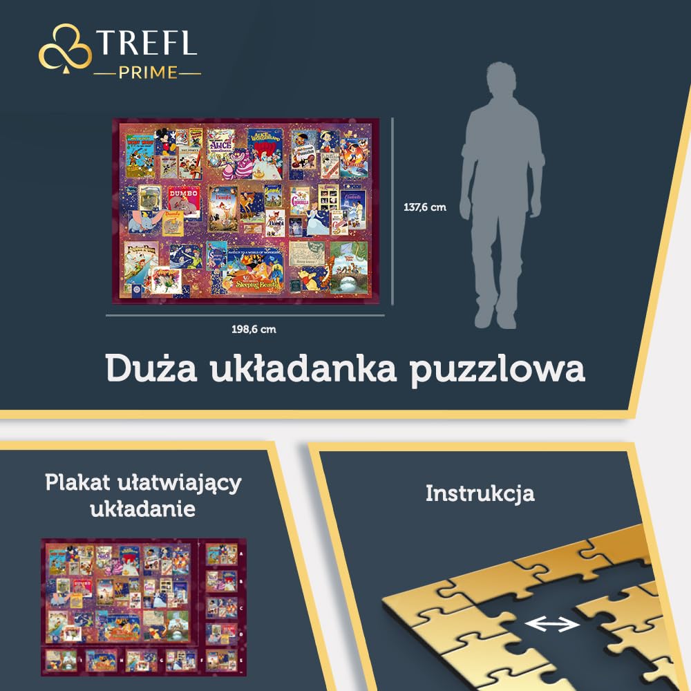 Trefl Prime - Puzzle UFT: Disney, Golden Age of Disney - 13500 Elementów, Duża Układanka, Najgrubsza Tektura, BIO, EKO, Kolaż z Bohaterami Bajek, Rozrywka dla Dorosłych i Dzieci od 12 Lat