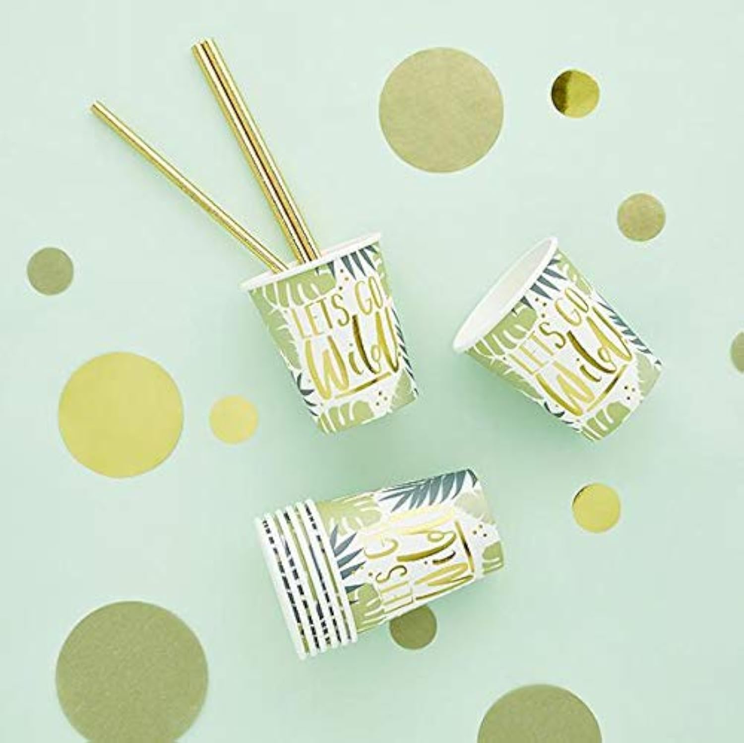 Club Green Green Club 10 Tropical Leaf Patterned Paper Cups, 16 X 7.5 X 7.5 Cm
