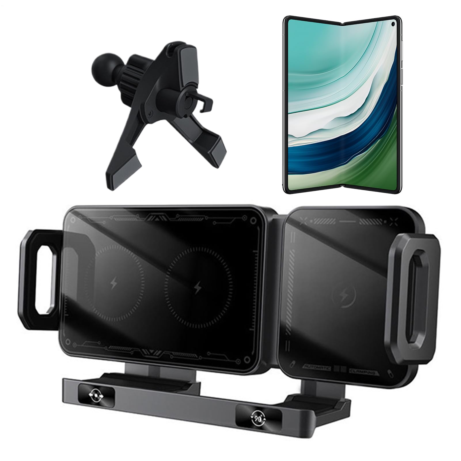 Caricabatterie Auto Wireless Per Cellulari 15W Ricarica Rapida Supporto | Supporto Auto Per Telefono Con Bloccaggio Automatico Per Controllo Musica, Viaggi Lunghi, Viaggi di Lavoro, Vacanze F