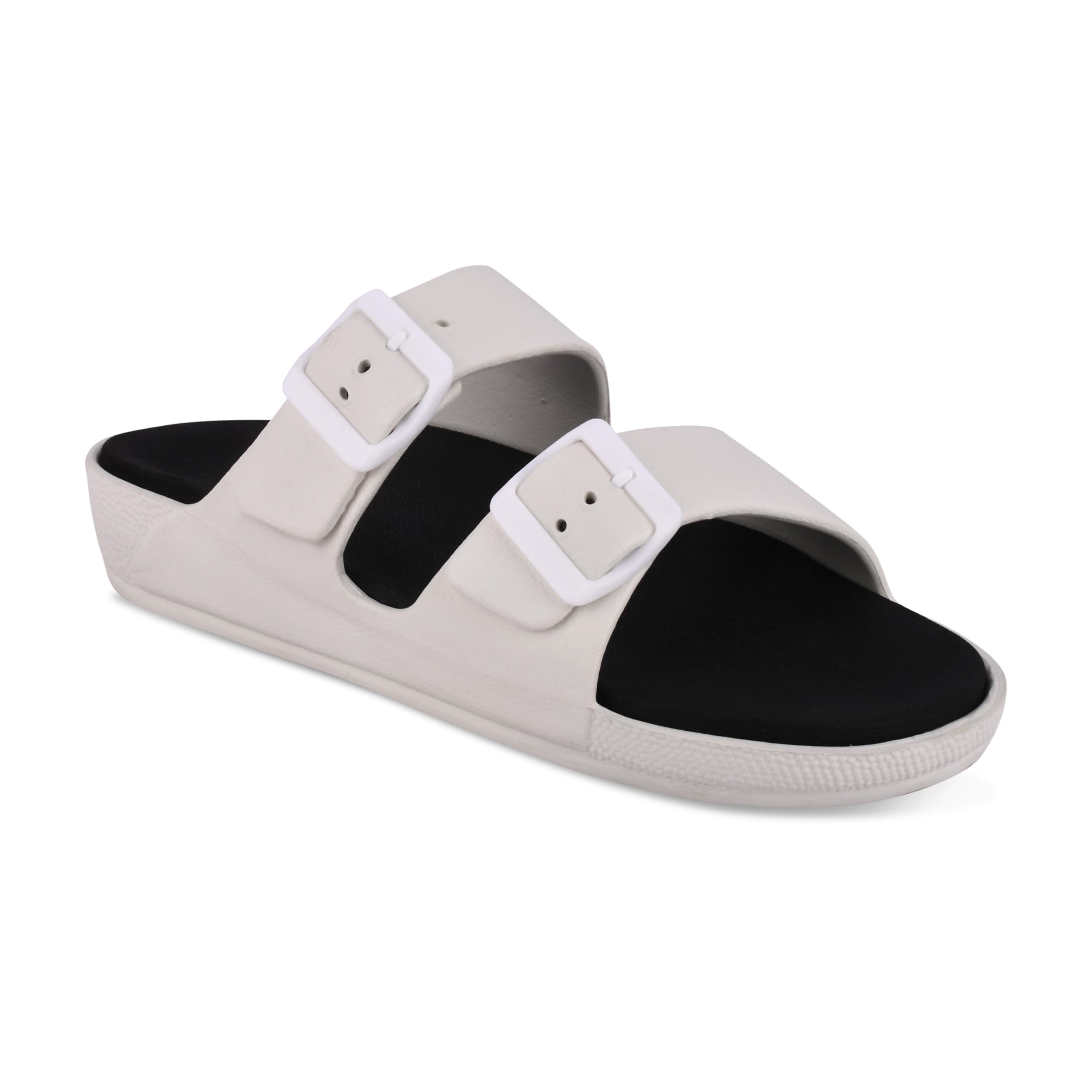 foot trends Daily use Men’s EVA Buckle Slippers/Sandals| Adjustable strap Buckle Slides| Comfortable and stylish |Light Weight & Anti-Skid Everyday Use Slippers (White)-picture-38