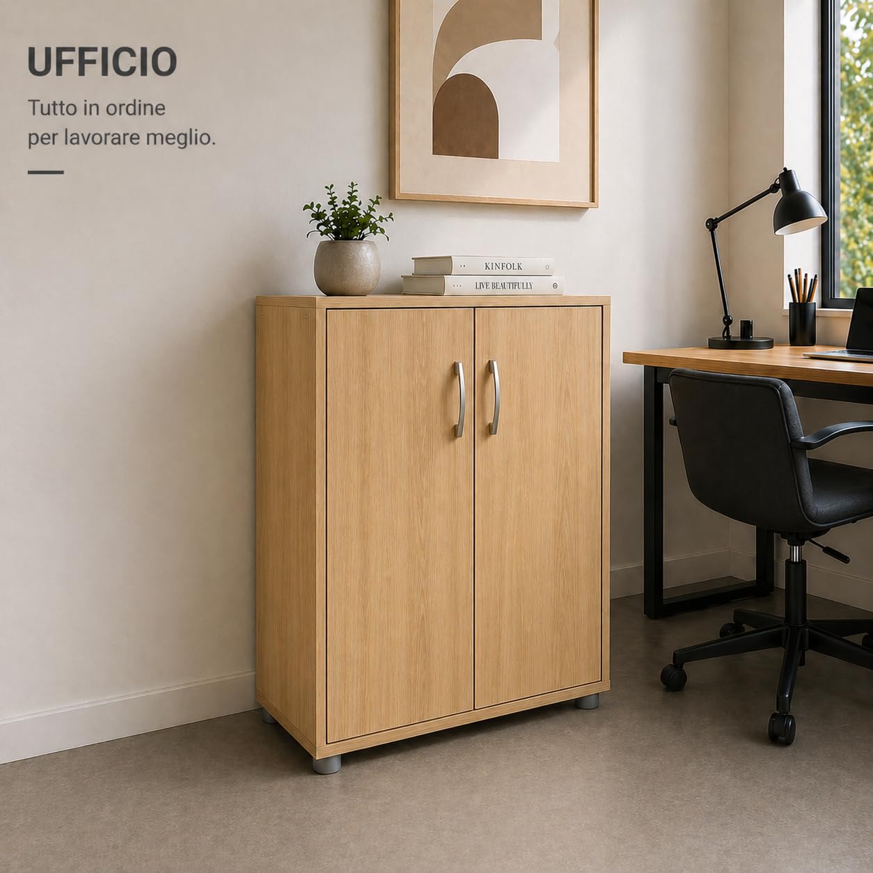 Mobile Scarpiera in Legno 4 Ripiani 60X30X83.5CM - Salvaspazio, Multiuso, 2 Ante, con Maniglie, Compatta, Versatile, d'Arredo, Camera da Letto, Ingresso, Organizer - Effetto Venato (Rovere)