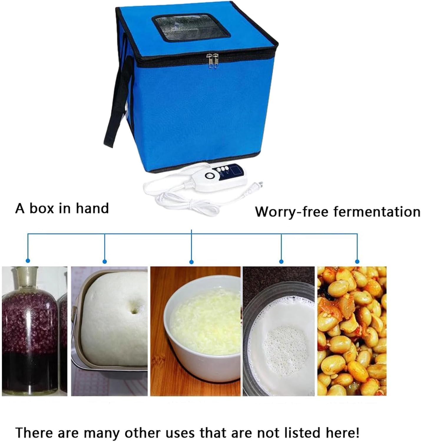 Impasto con riscaldatore, scatola per lievitazione pane per lievito madre, pizza, yogurt, 27 x 27 cm
