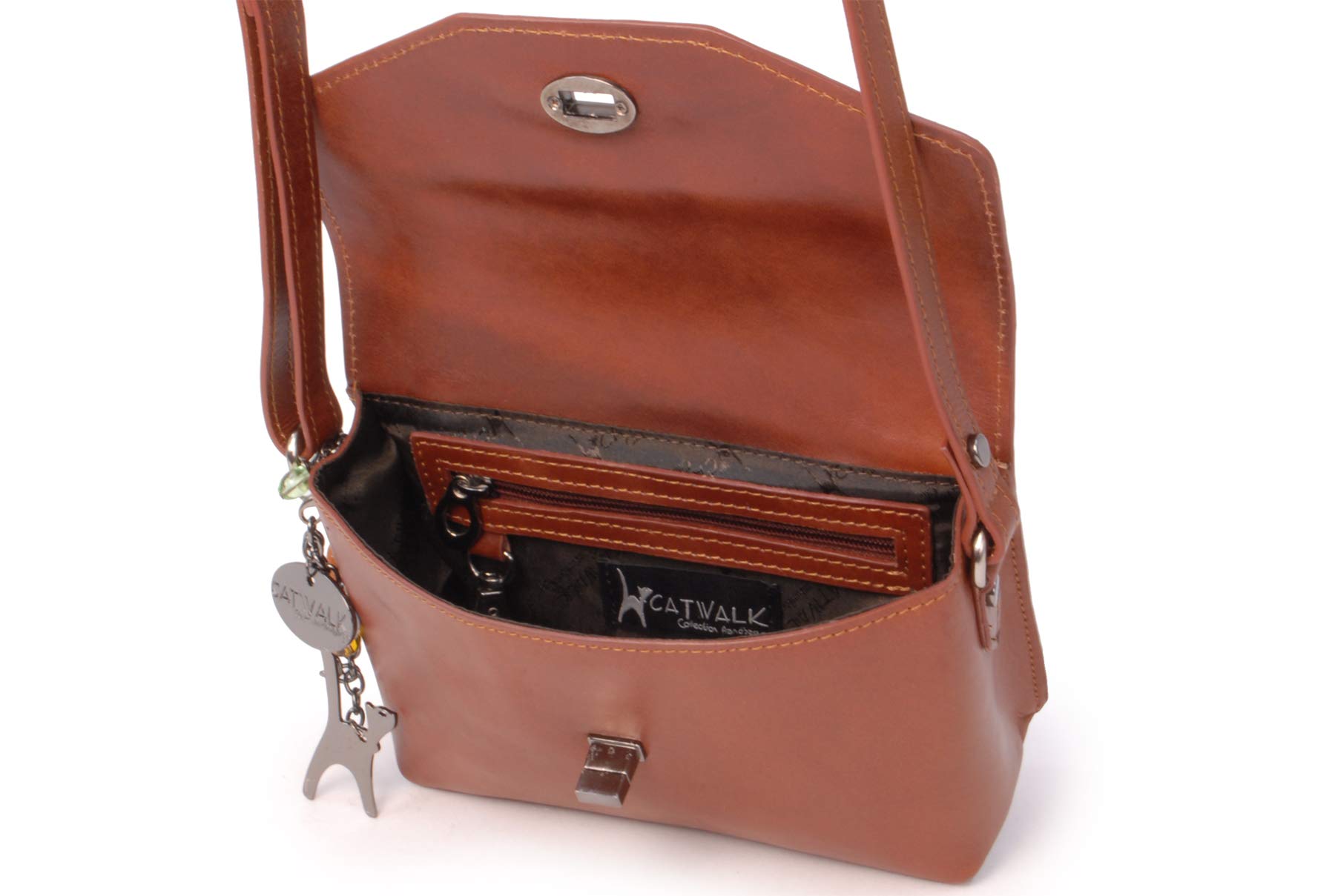 Catwalk Collection Handbags - Petit Sac Bandoulière Femme Cuir - Sac à Main Porté Croisé Avec Bandoulière Réglable - Florence