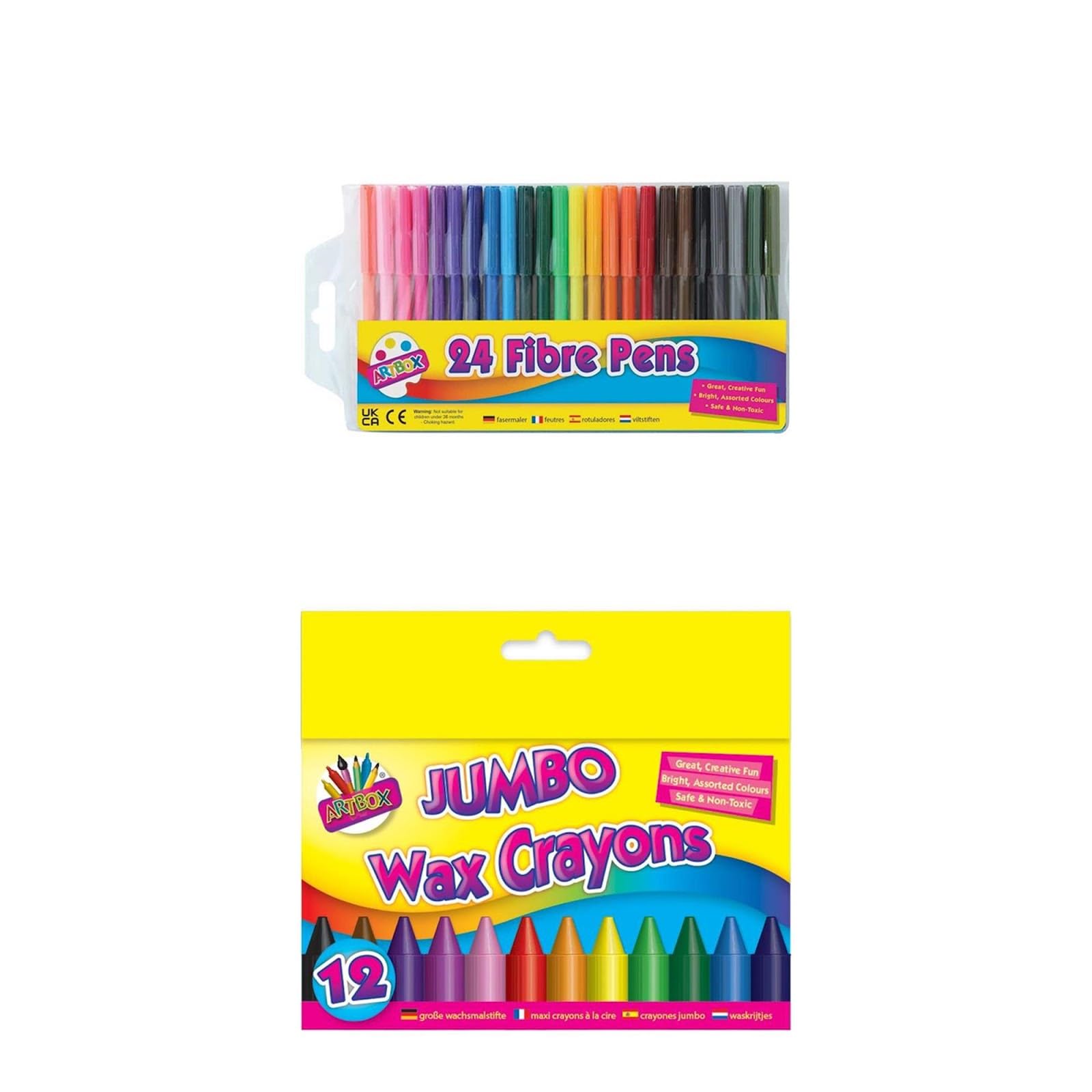 PLUG N PLAY LTD Art Set For Kids Includes 24 Fibre Tip Pens & 12 wax crayons