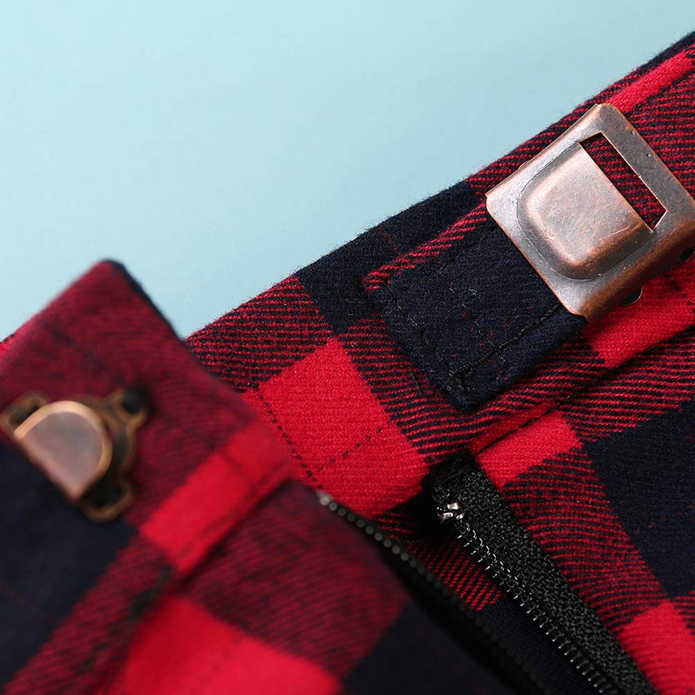 Aeslech Falda de lana plisada a cuadros para mujer, falda de invierno de uniforme escolar de cintura alta para niñas
