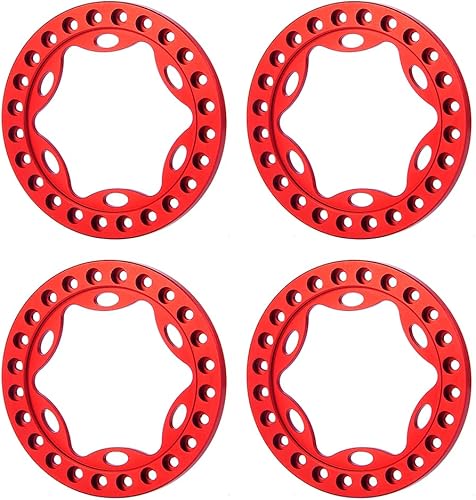 RCLIONS 4 anillos de repuesto de aleación de aluminio de 1.9 pulgadas RC Beadlock para ruedas de 1.9 pulgadas y llantas de 1.9 pulgadas (rojo)