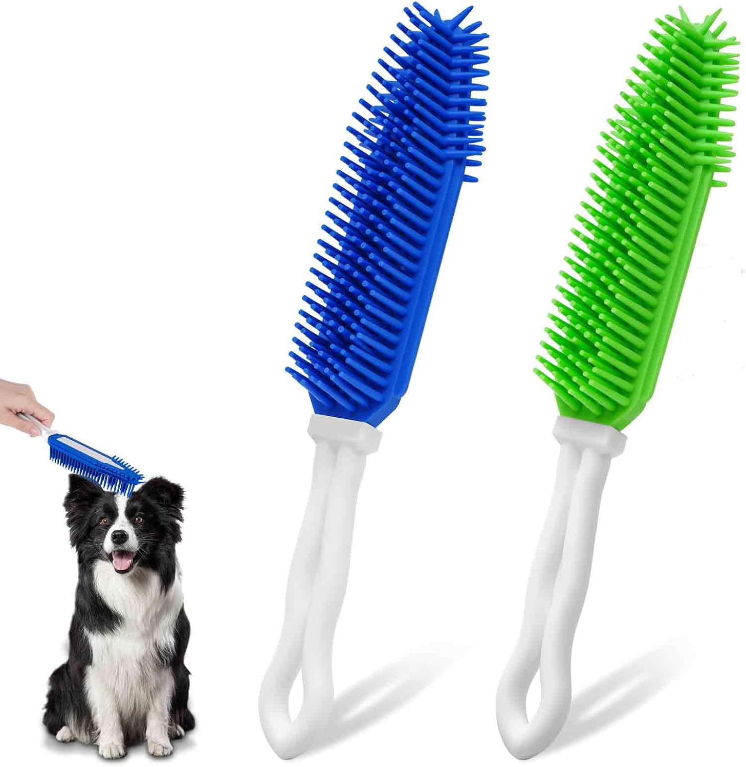 Brillirare 2 Pack Soft Silicone Dog Bath Grooming Brushes - Deshedding Massage Comb for Wet/Dry Dogs Cats Long Short Hair