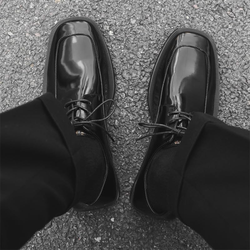 Santimon Men's Black Dress Shoes – Comfortable Leather Lace-Up Oxfords, Lightweight Formal Dress Shoes for Business, Weddings & Daily2